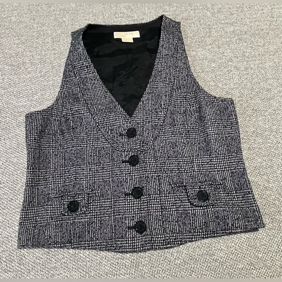 Michael Kors Women's Size 8 Black Tweed Lined Fitted Acrylic Blend Button - Picture 14 of 16